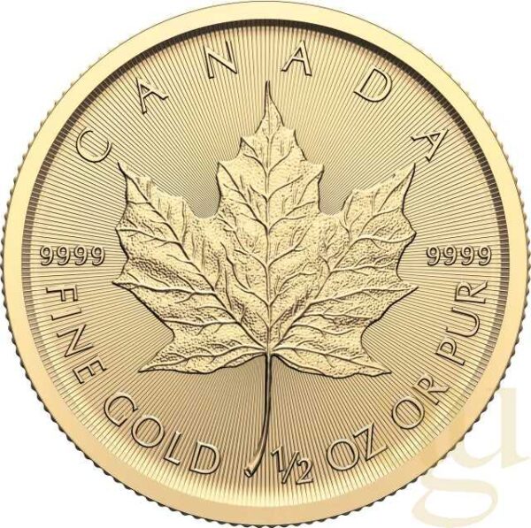Monedă de aur Maple Leaf de 1/2 uncie 2025