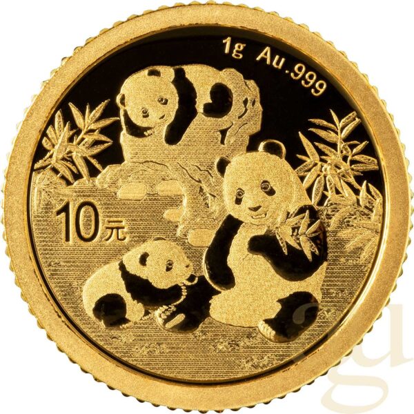Monedă de aur de 1 gram China Panda 2025