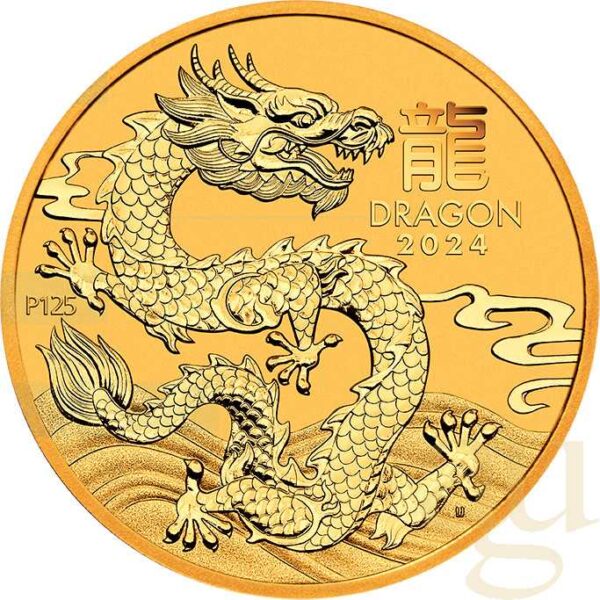 Monedă de aur de 2 oz Australia Lunar III Dragon 2024