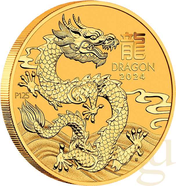 Monedă de aur de 10 oz Australia Lunar III Dragon 2024 - imagine 3