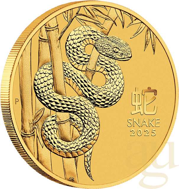 Monedă de aur de 1/4 oz Australia Lunar III Șarpe - imagine 2