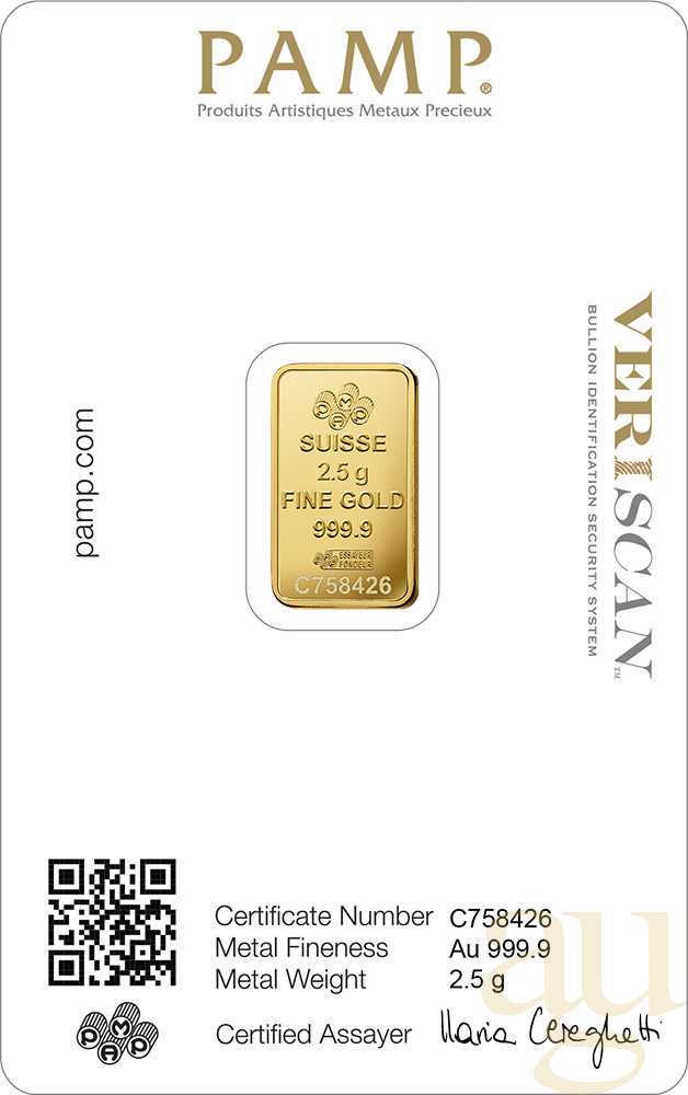 Lingou de aur 2.5 grame PAMP - imagine 2