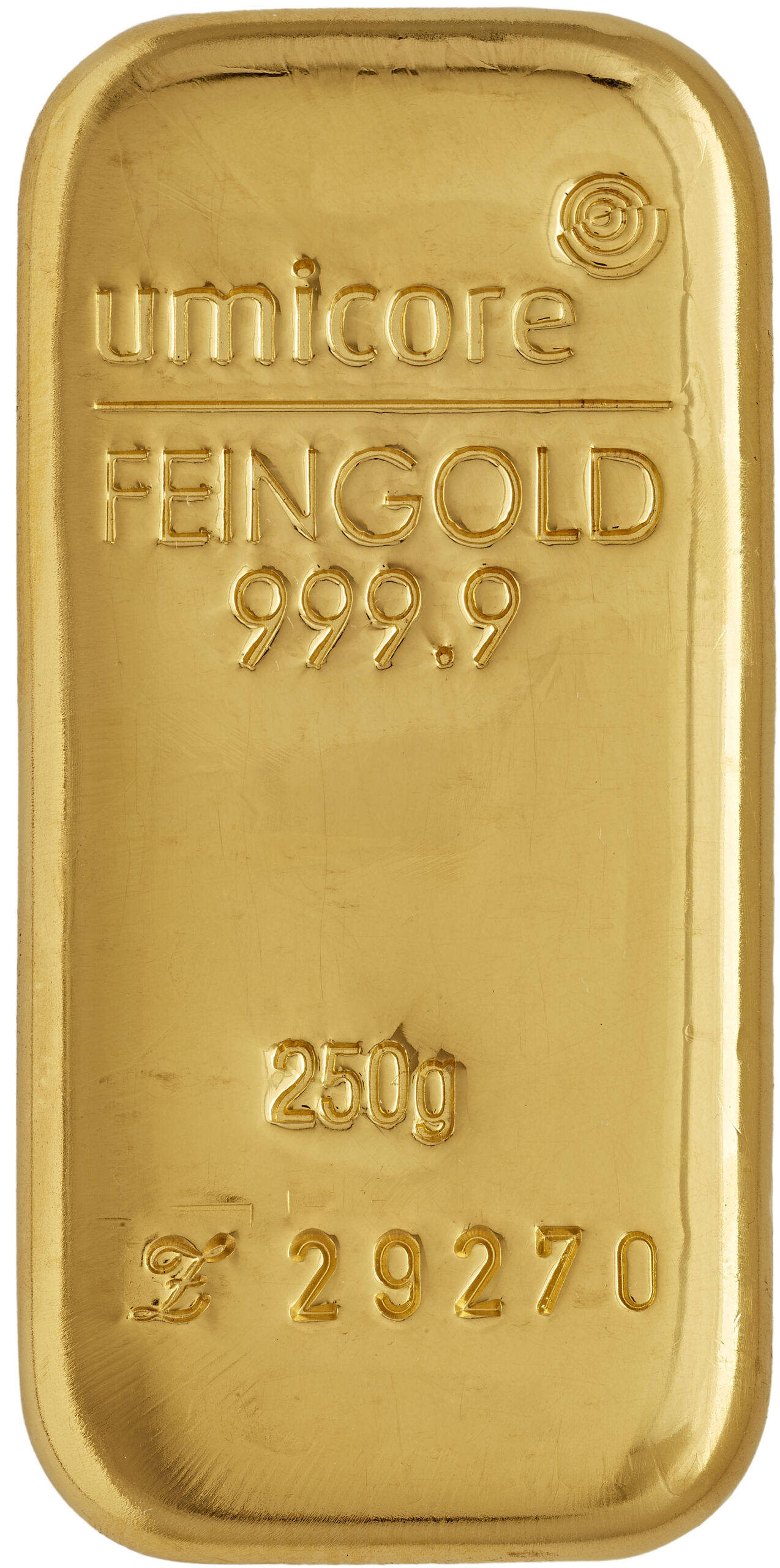 Lingou de aur Umicore de 250 de grame